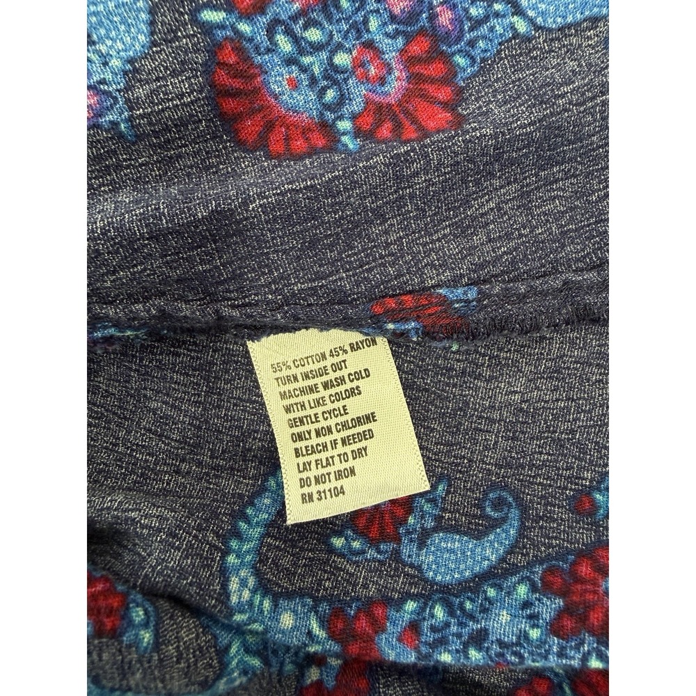 New Directions Peasant Blouse Small Navy Blue Floral Boho Flutter Sleeve - Picture 5 of 7